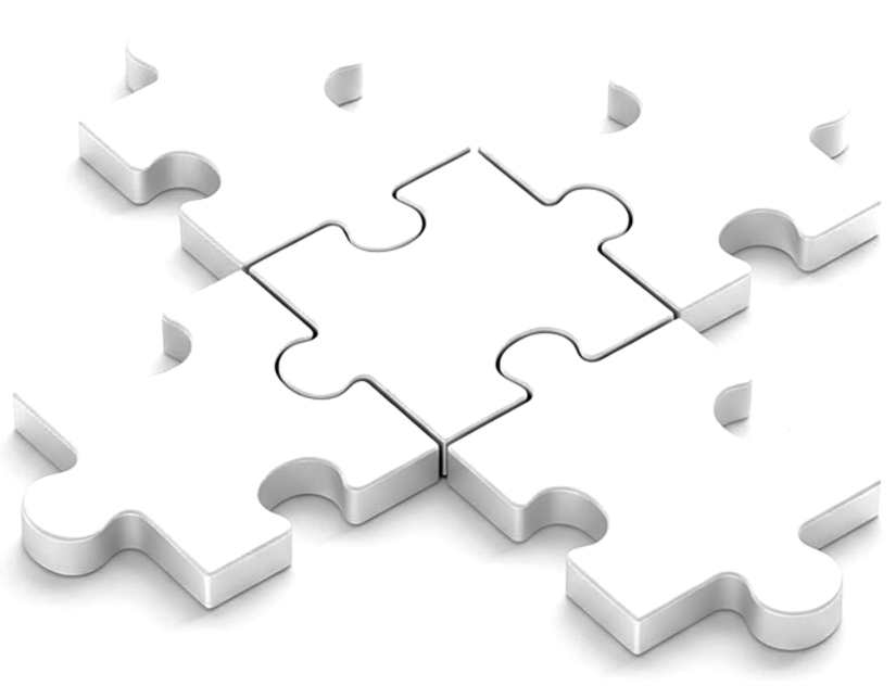 White jigsaw puzzle pieces fitting together, representing finding the right candidate.